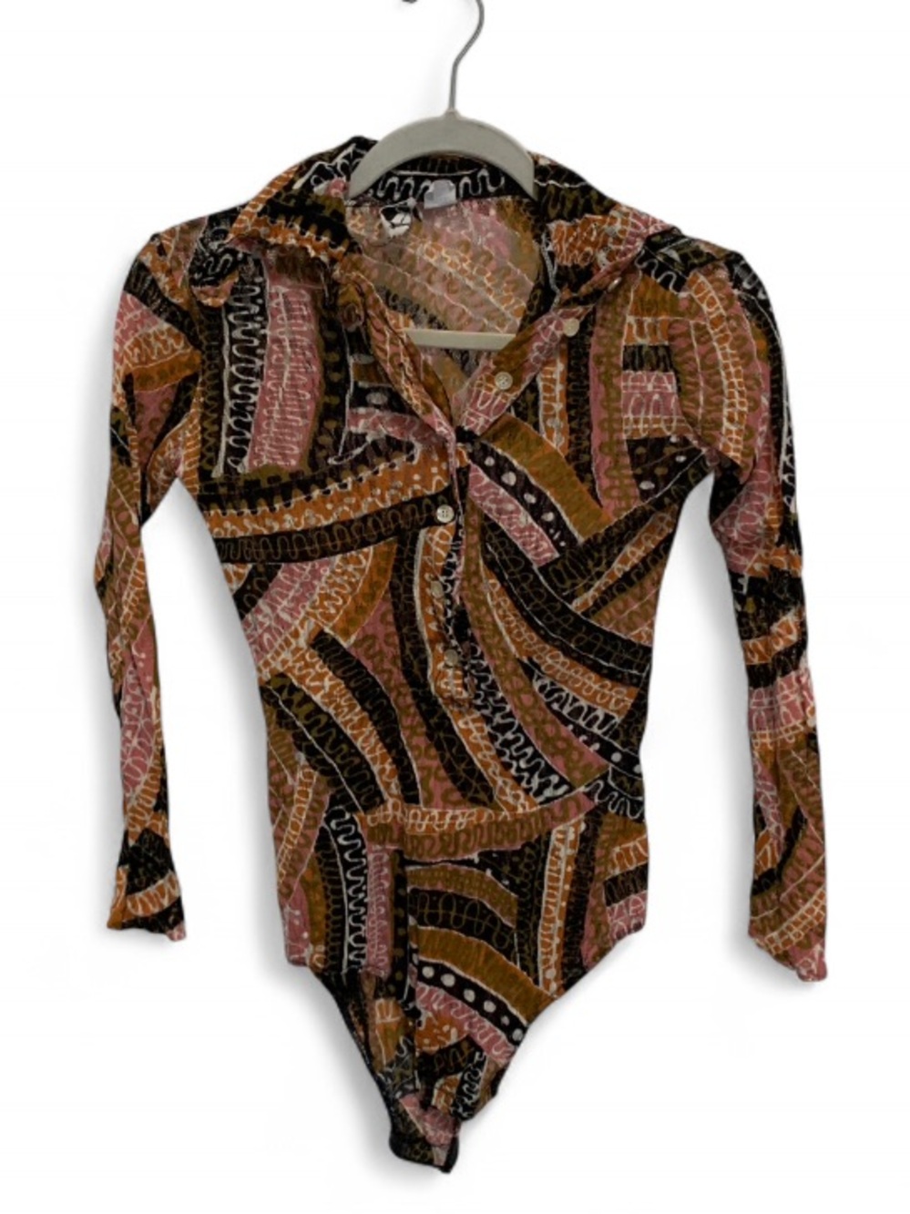 Vintage Happy Toes Happy Legs Patterned Long-Sleeve Bodysuit